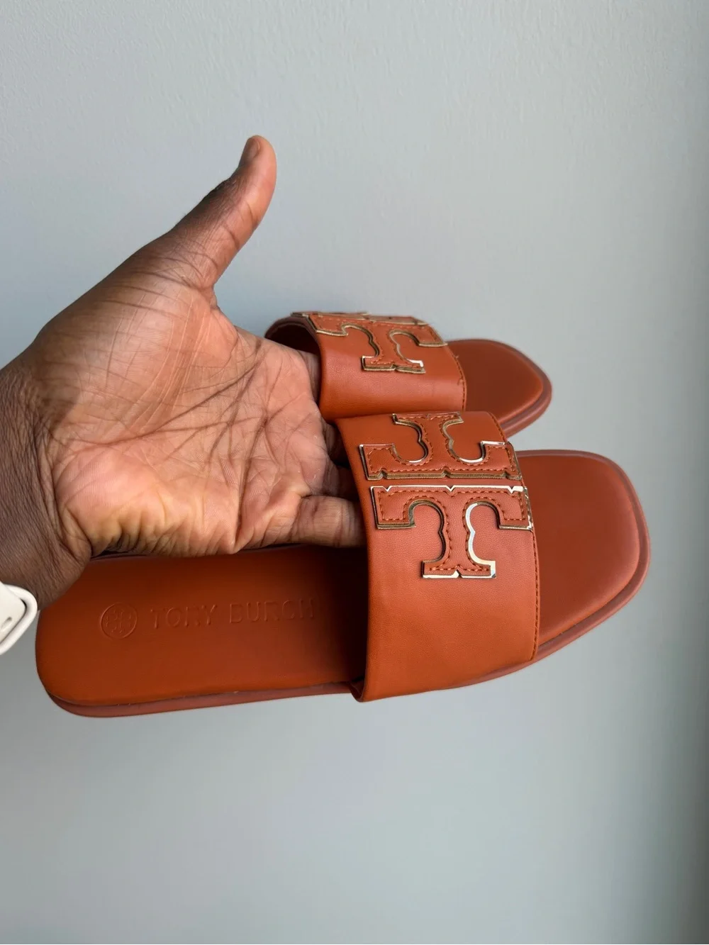 Tory Burch Orange DOUBLE T SPORT SLIDE